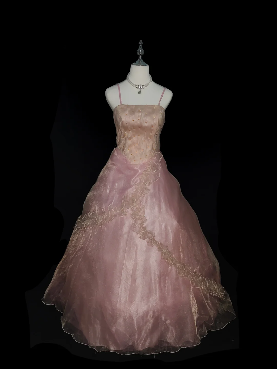 Vestido largo de fiesta, de noche y satén con tirantes finos, corte A, tul y cuentas, GG2574