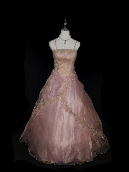 Vestido largo de fiesta, de noche y satén con tirantes finos, corte A, tul y cuentas, GG2574
