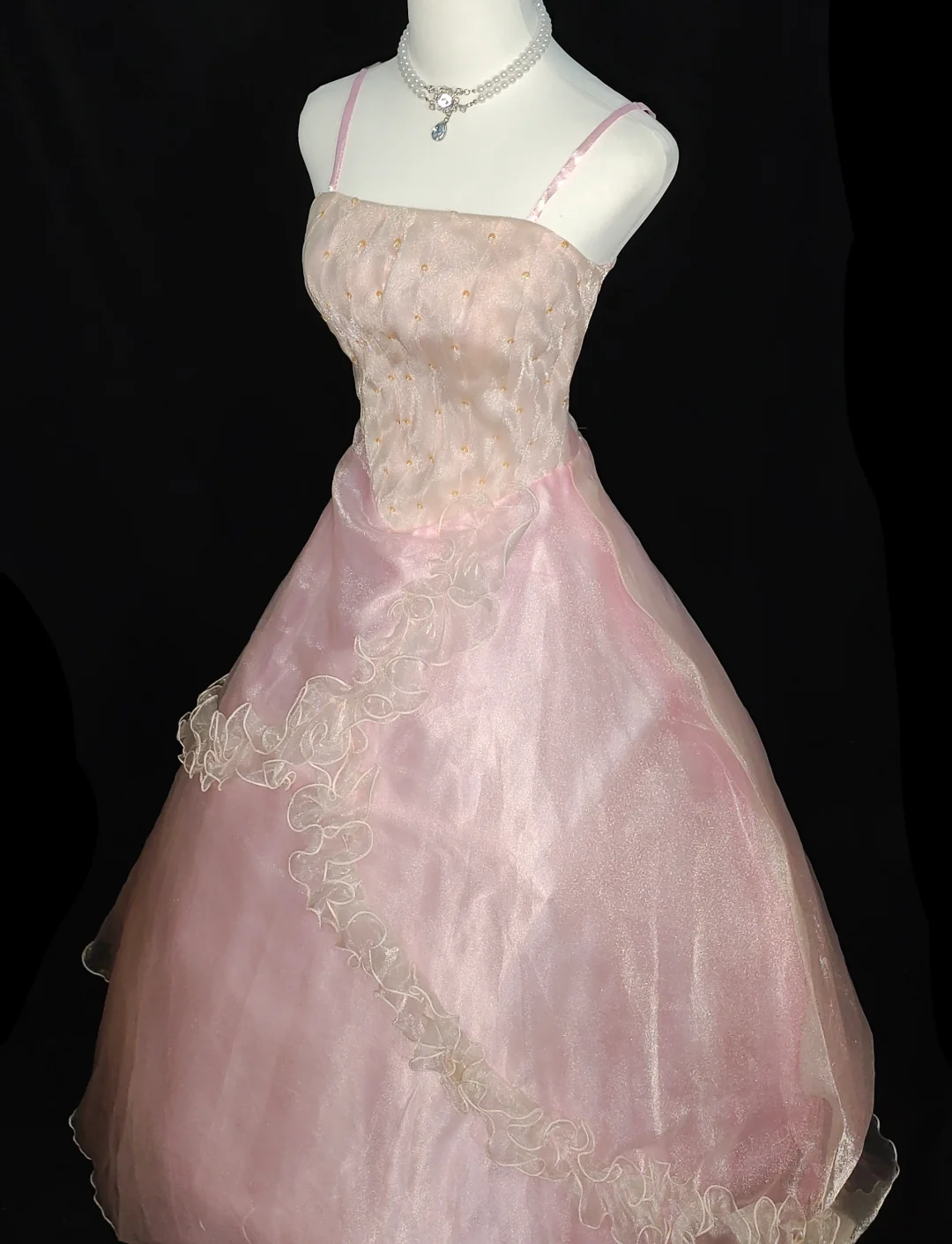Vestido largo de fiesta, de noche y satén con tirantes finos, corte A, tul y cuentas, GG2574