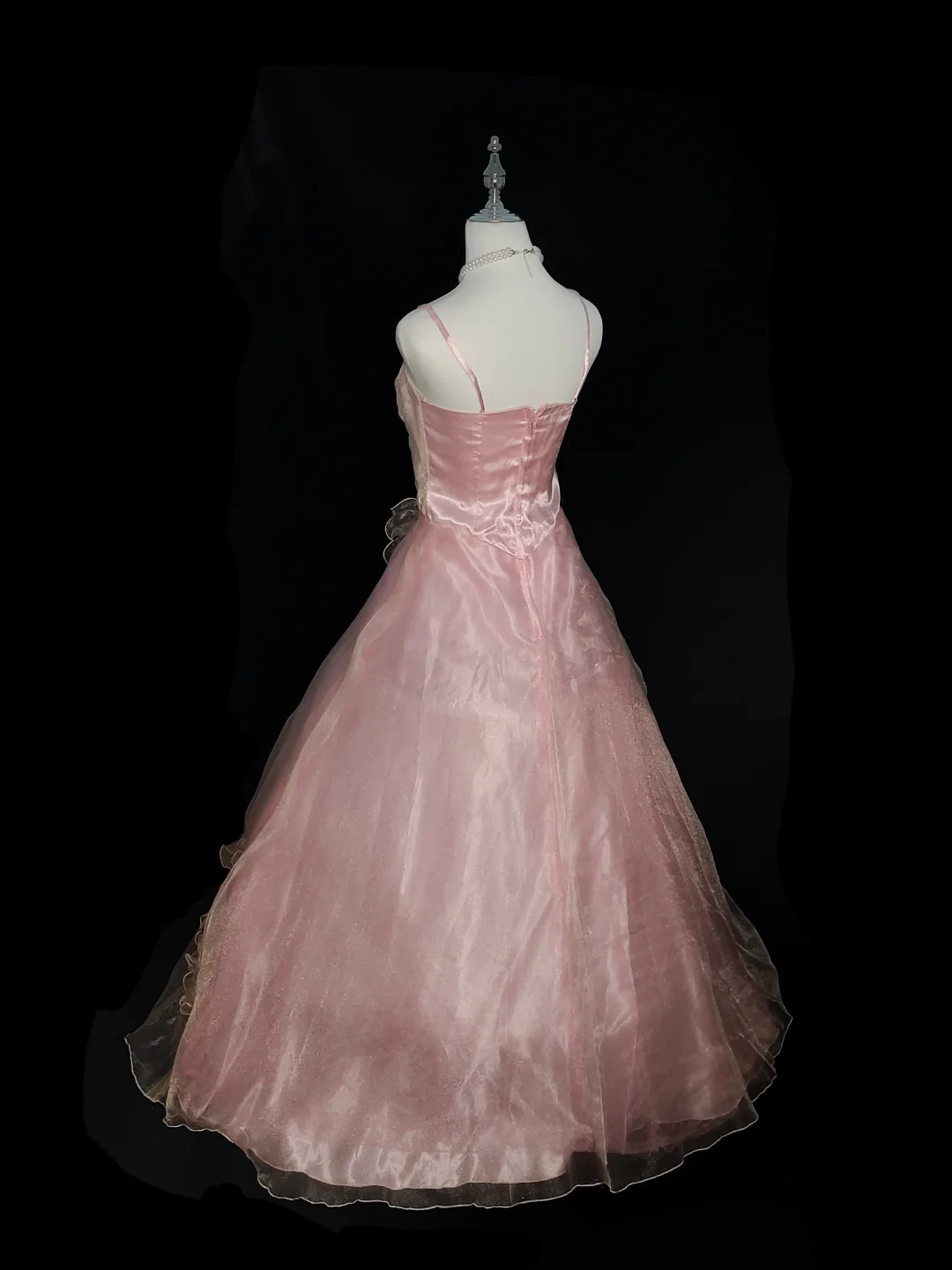 Vestido largo de fiesta, de noche y satén con tirantes finos, corte A, tul y cuentas, GG2574