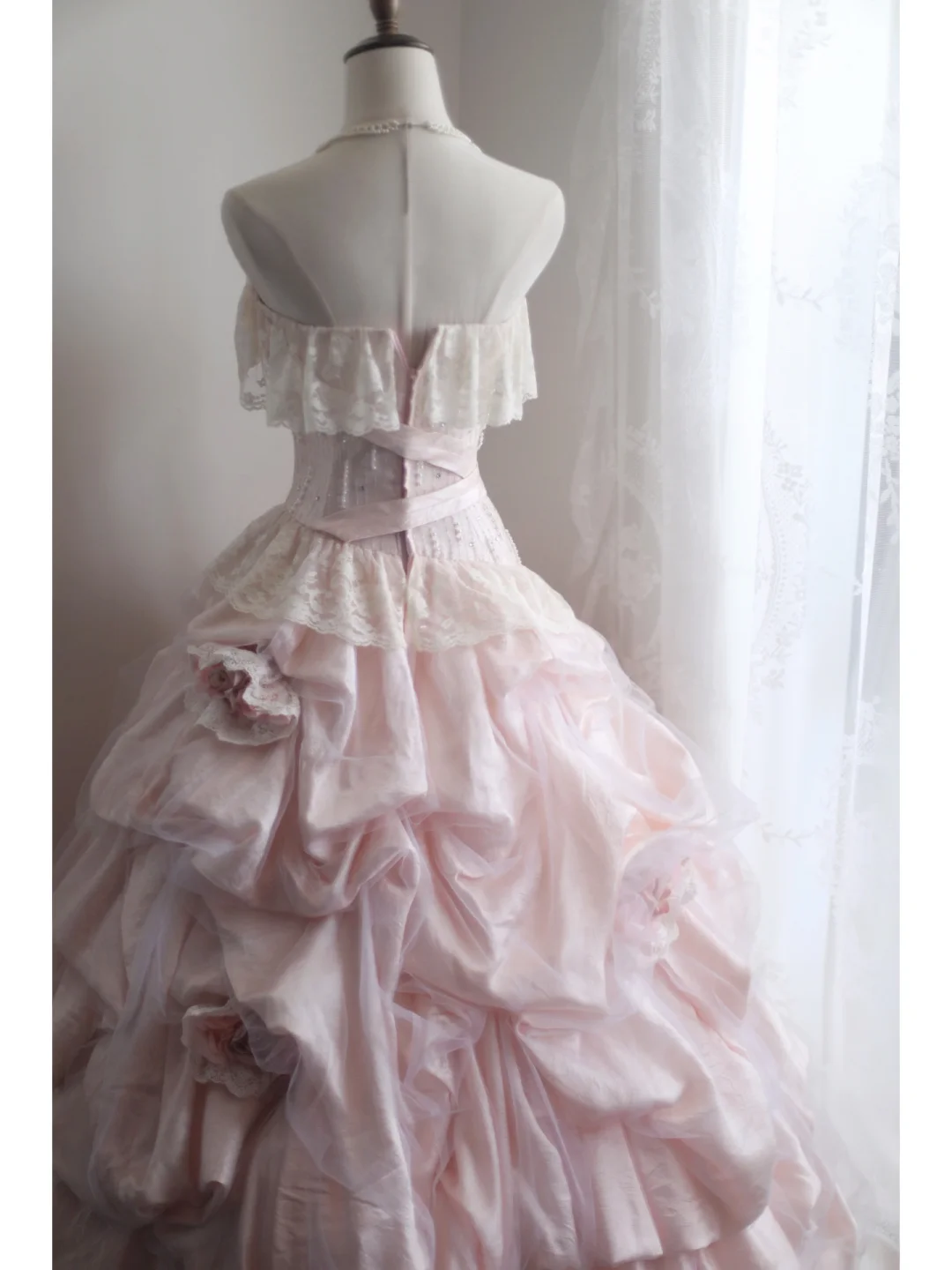 Impresionante vestido de fiesta largo sin tirantes con encaje de tul y satén, flores, para graduación, fiesta o noche GG2578