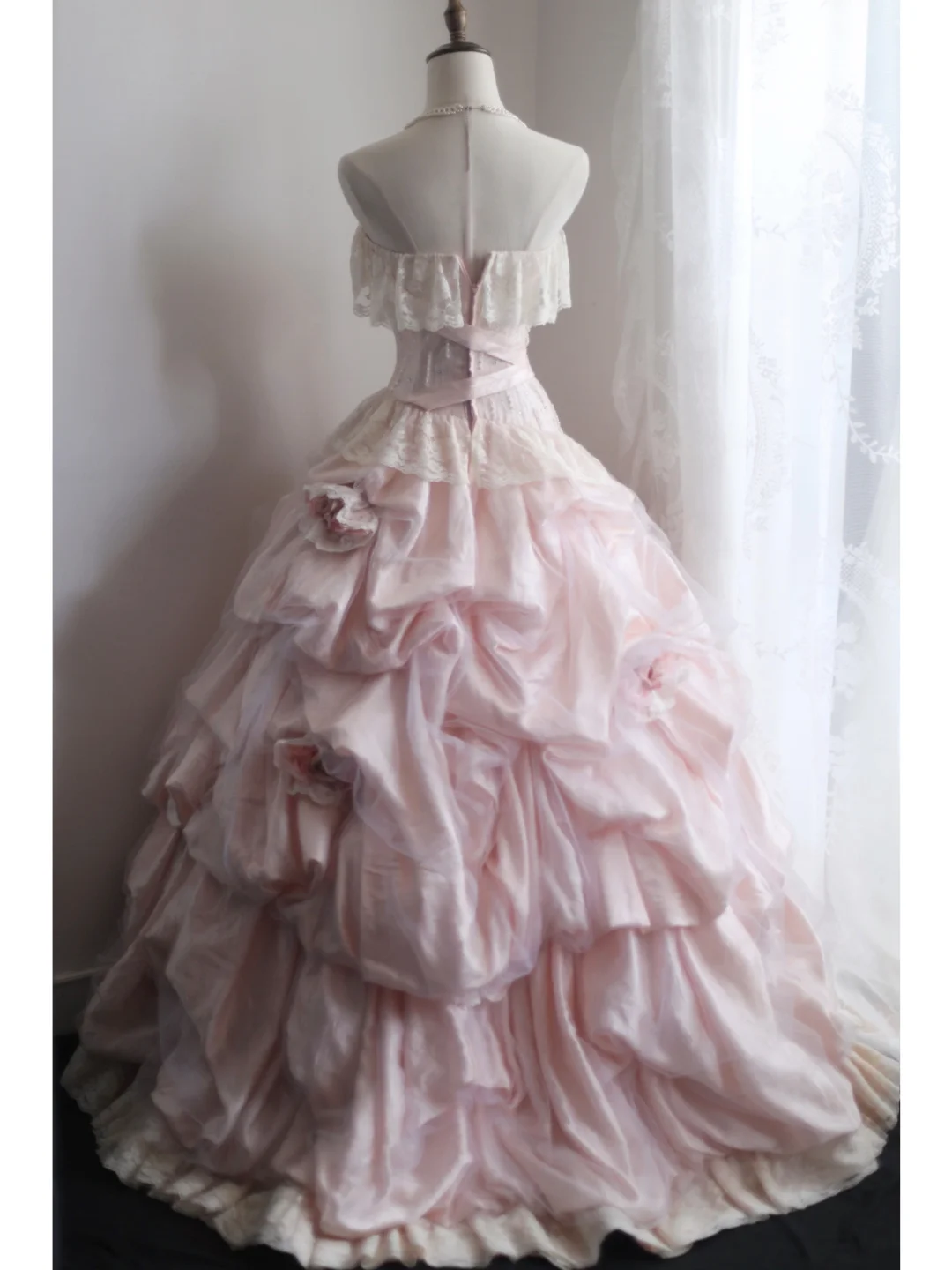 Impresionante vestido de fiesta largo sin tirantes con encaje de tul y satén, flores, para graduación, fiesta o noche GG2578