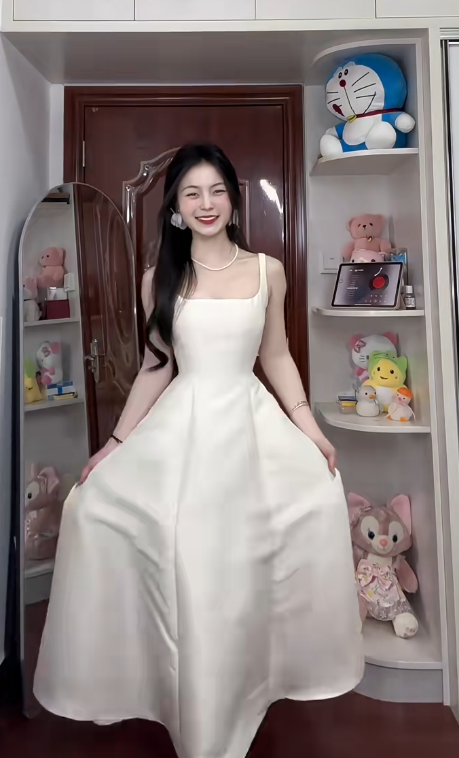 Vestido largo de satén blanco con corte en A, elegante, para fiesta de graduación o de noche, GG2587