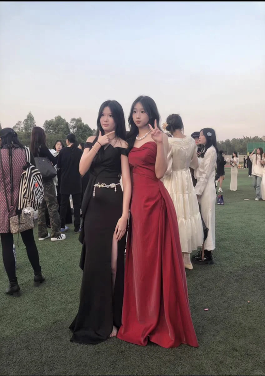 Vestido de fiesta largo de satén burdeos, elegante, sin tirantes, corte sirena, para graduación, noche, GG2591