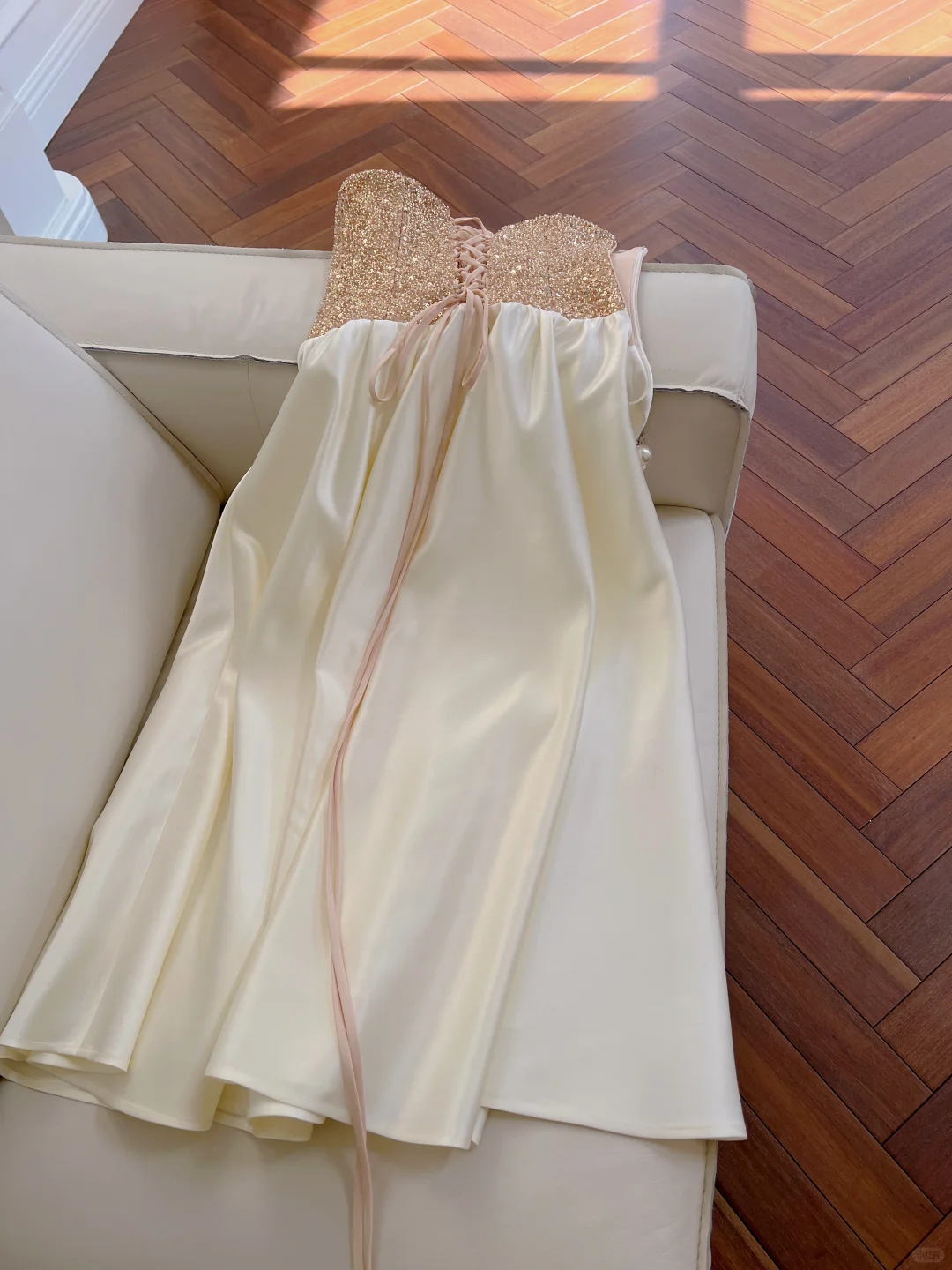 Vestido de fiesta largo de satén con lentejuelas, corte A, sin tirantes, elegante, para graduación, noche, GG2611