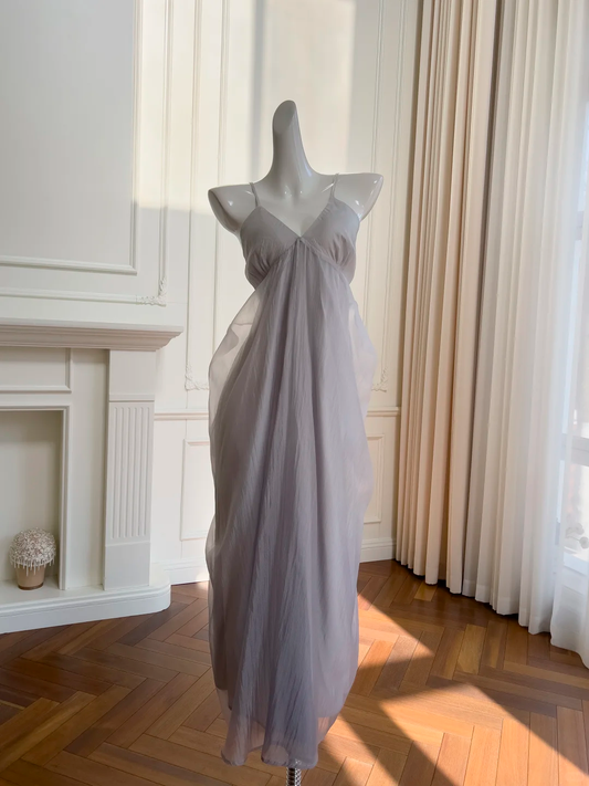 Vestido largo de satén de gasa con tirantes finos, corte A, para fiesta de graduación o de noche, GG2615