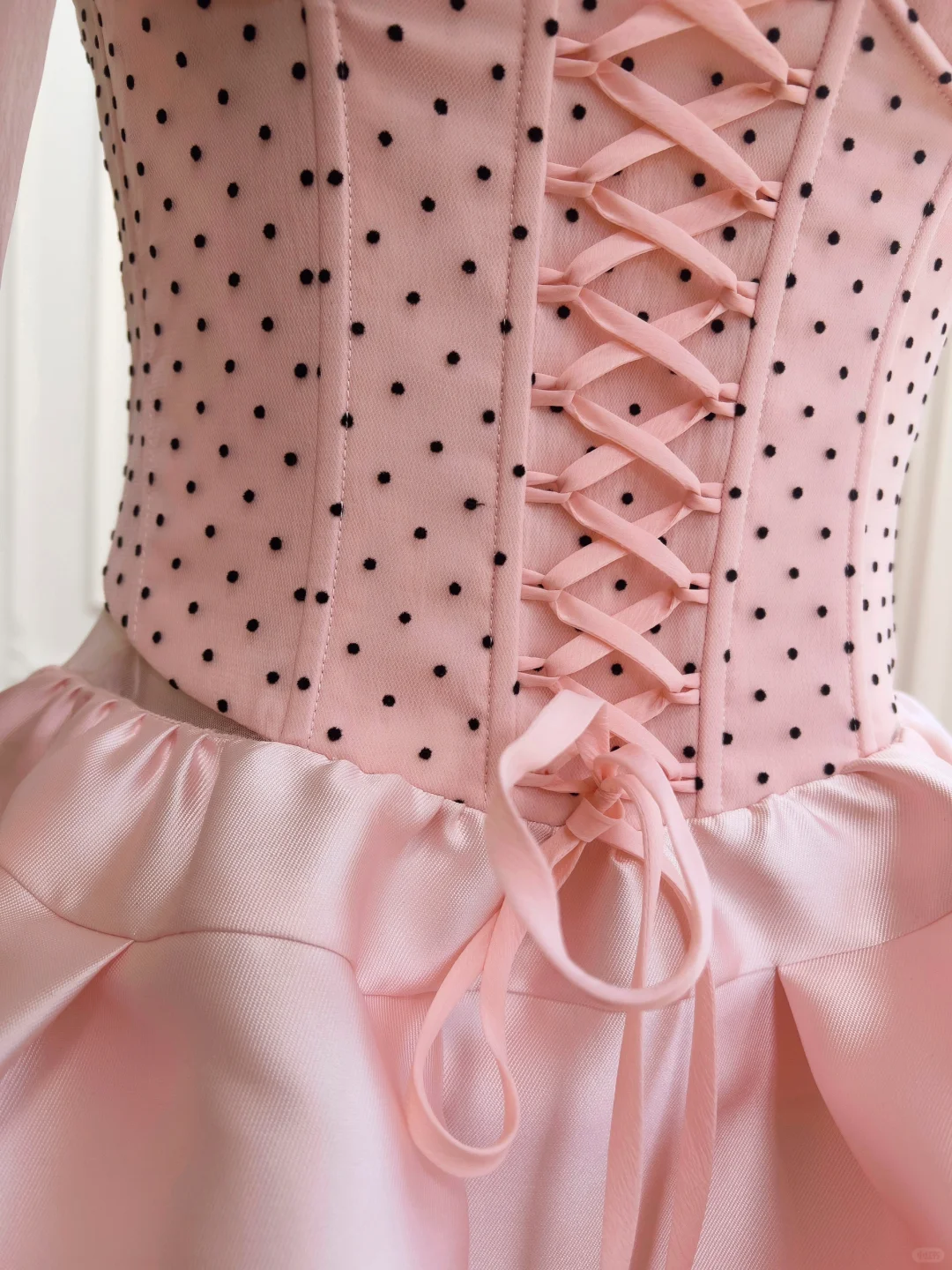 Vestido corto de satén rosa con lunares y tirantes finos, corte A, para fiesta de graduación, de cumpleaños, GG2617