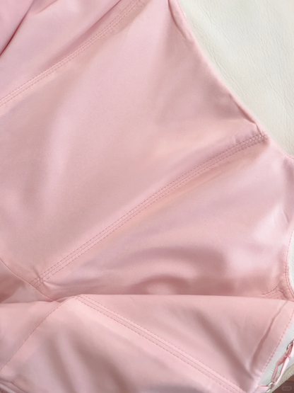 Vestido corto de fiesta, de satén rosa, con tirantes finos, espalda de lentejuelas y lazo, corte A, para regreso a casa y cumpleaños, GG2621