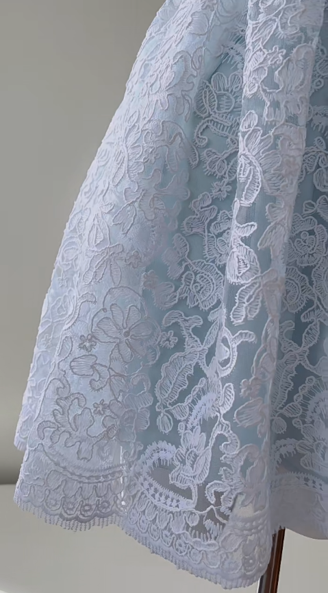 Vestido de fiesta corto elegante de encaje con tirantes finos, corte A, para regreso a casa y cumpleaños GG2626