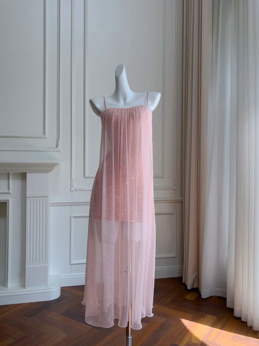Vestido largo de tul satinado rosa con tirantes finos y corte sirena, elegante, para fiesta de graduación o de noche, GG2650