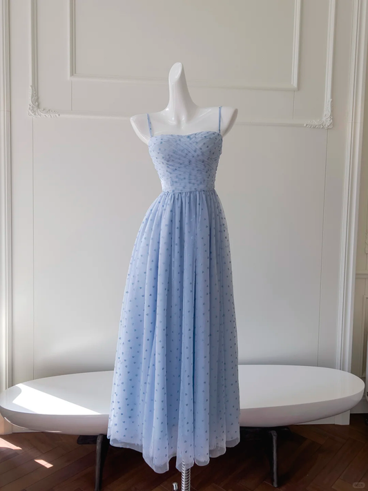 Vestido largo de satén con tirantes finos, corte en A, para fiesta de graduación o de noche (GG2690)
