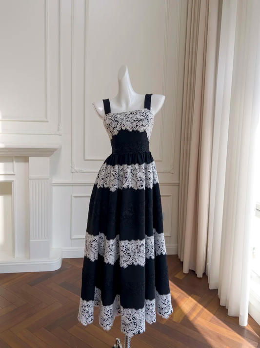 Vestido de fiesta vintage de satén con encaje y corte en A, largo, para graduación, noche, GG2698