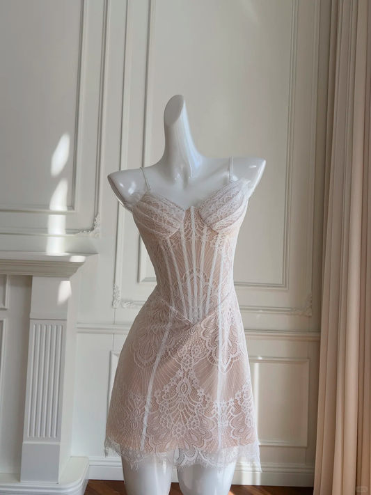 Vestido corto de satén con tirantes finos, corte A, encaje, para fiesta de bienvenida y cumpleaños, GG2705