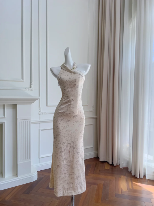 Vestido largo de satén con cuello halter y corte sirena, elegante, para fiesta de graduación o de noche, GG2722