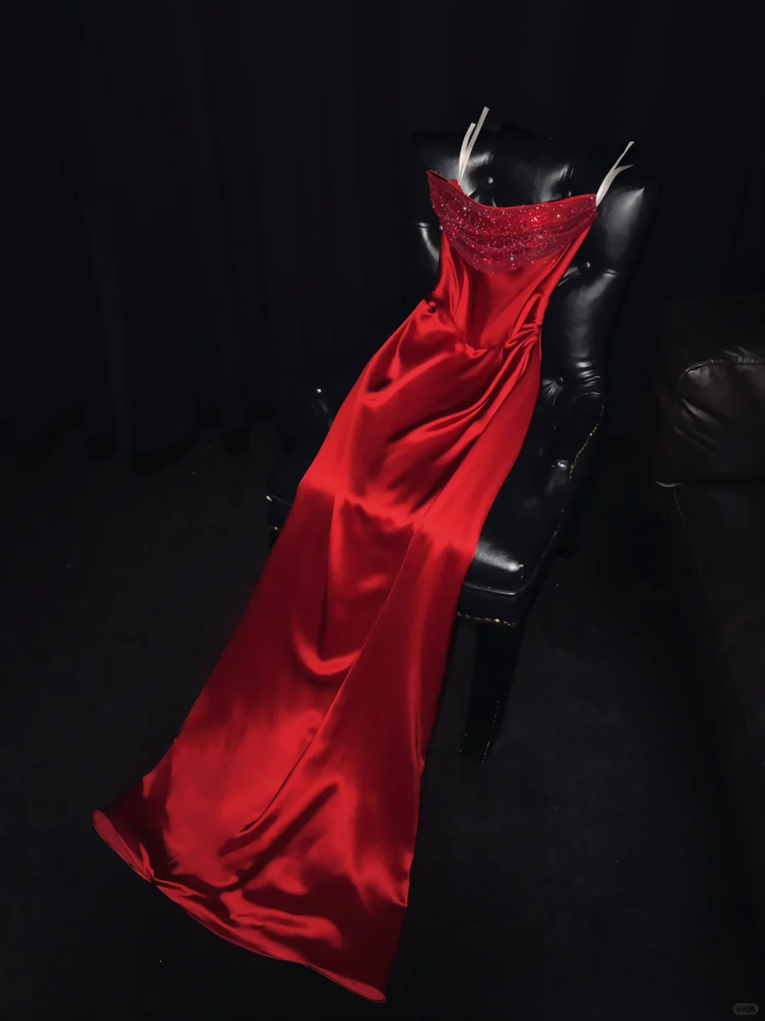Vestido de fiesta largo de satén rojo con tirantes finos, corte A, GG2724