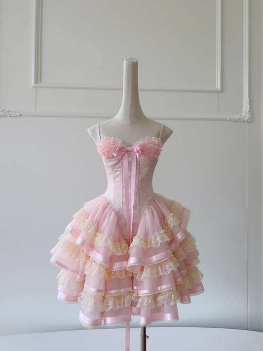 Precioso vestido de fiesta corto de satén rosa con tirantes finos, corte A, encaje, para regreso a casa y cumpleaños GG2751