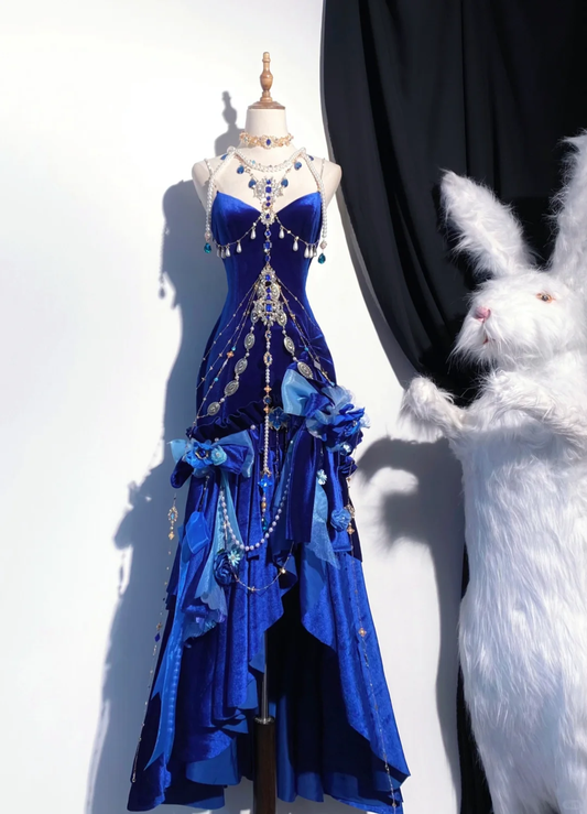 Hermoso vestido de fiesta largo de sirena con tirantes finos de terciopelo y espalda descubierta, vestido de fiesta, vestido de noche GG2755