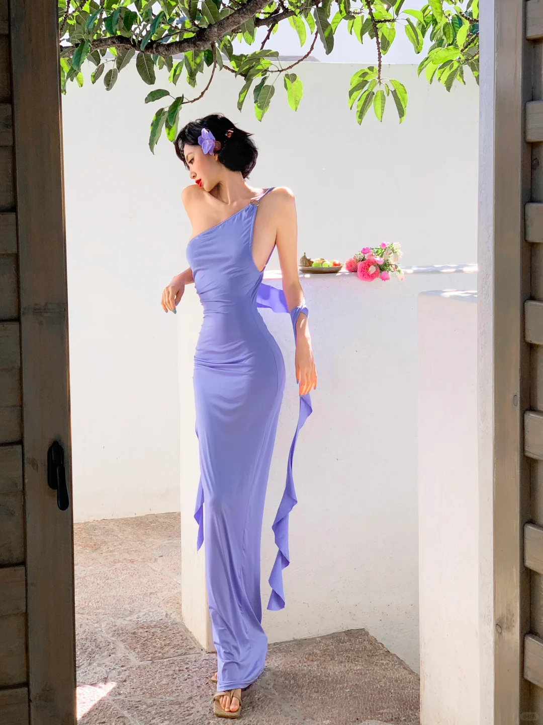 Vestido de fiesta largo de satén lila con un hombro descubierto, corte sirena, elegante, para graduación, noche, GG2761