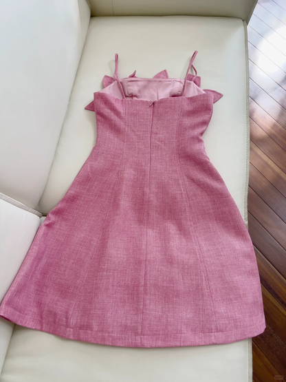 Elegante vestido de fiesta corto de satén con tirantes finos y flores, vestido de fiesta, vestido de cumpleaños GG2778
