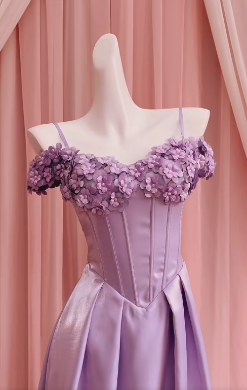 Vestido largo de satén lila con tirantes finos, corte A, elegante, para fiesta de graduación o de noche, GG2787