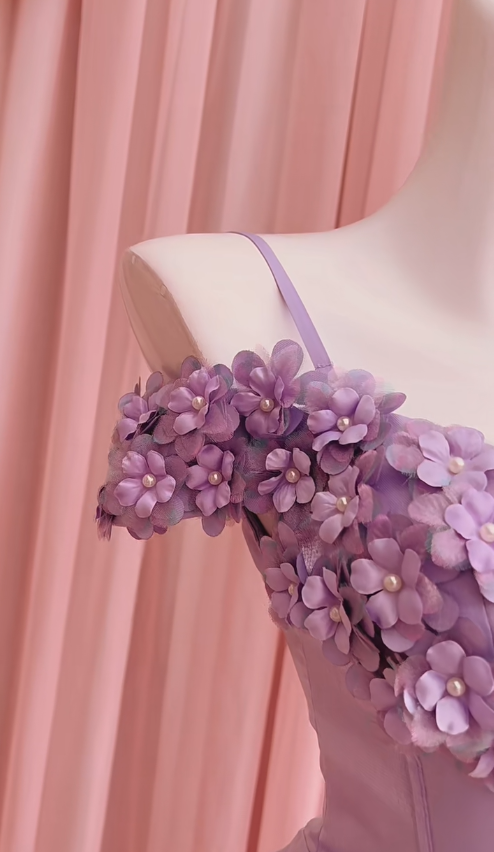 Vestido largo de satén lila con tirantes finos, corte A, elegante, para fiesta de graduación o de noche, GG2787