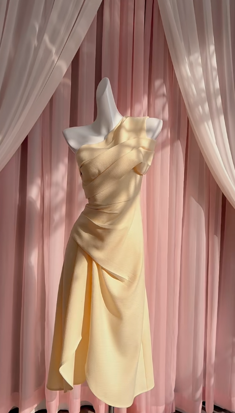 Vestido de fiesta largo plisado de satén con un solo hombro, corte A, elegante, para graduación, noche, GG2795