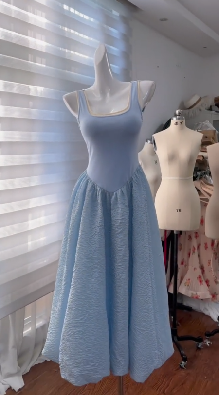 Vestido de fiesta largo de satén con corte en A, corte cuadrado, para graduación y noche, GG2801