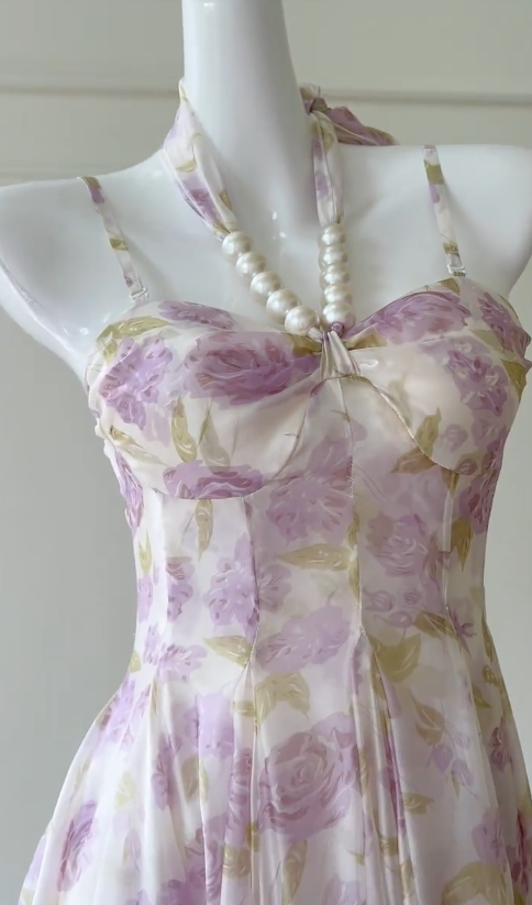 Vestido largo de fiesta, de noche y de graduación con estampado de Cjiffon, corte A, tirantes finos, GG2810