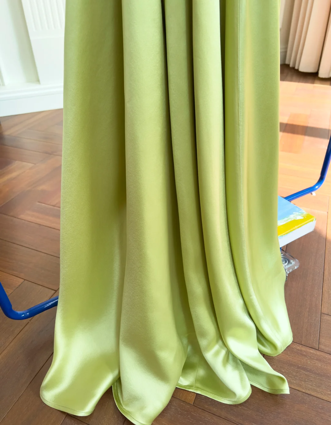 Vestido de fiesta largo de satén con tirantes finos, corte en A, espalda descubierta, GG2812