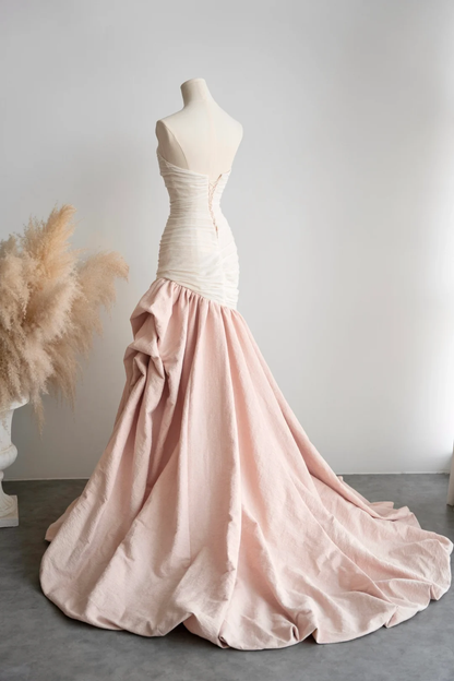 Vestido de fiesta largo de satén con corte sirena, sin tirantes, elegante, para graduación, noche, GG2816