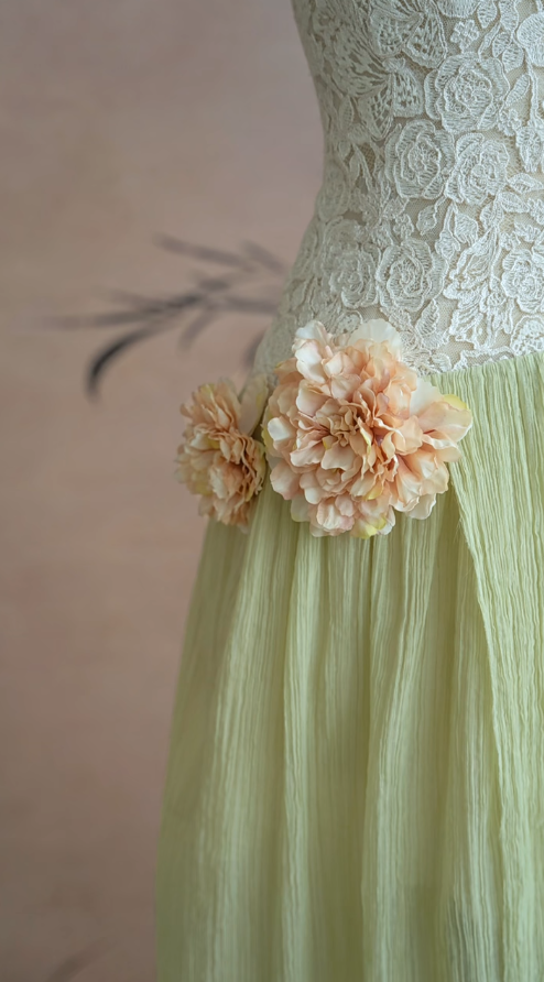 Impresionante vestido de fiesta largo de gasa con encaje, sin tirantes y abertura en forma de A, vestido de noche GG2826