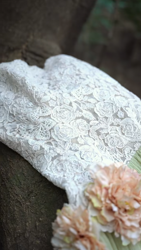 Impresionante vestido de fiesta largo de gasa con encaje, sin tirantes y abertura en forma de A, vestido de noche GG2826