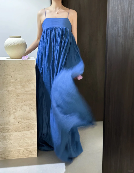 Vestido largo elegante de satén y gasa con tirantes finos para fiesta de graduación, noche o boda GG2833