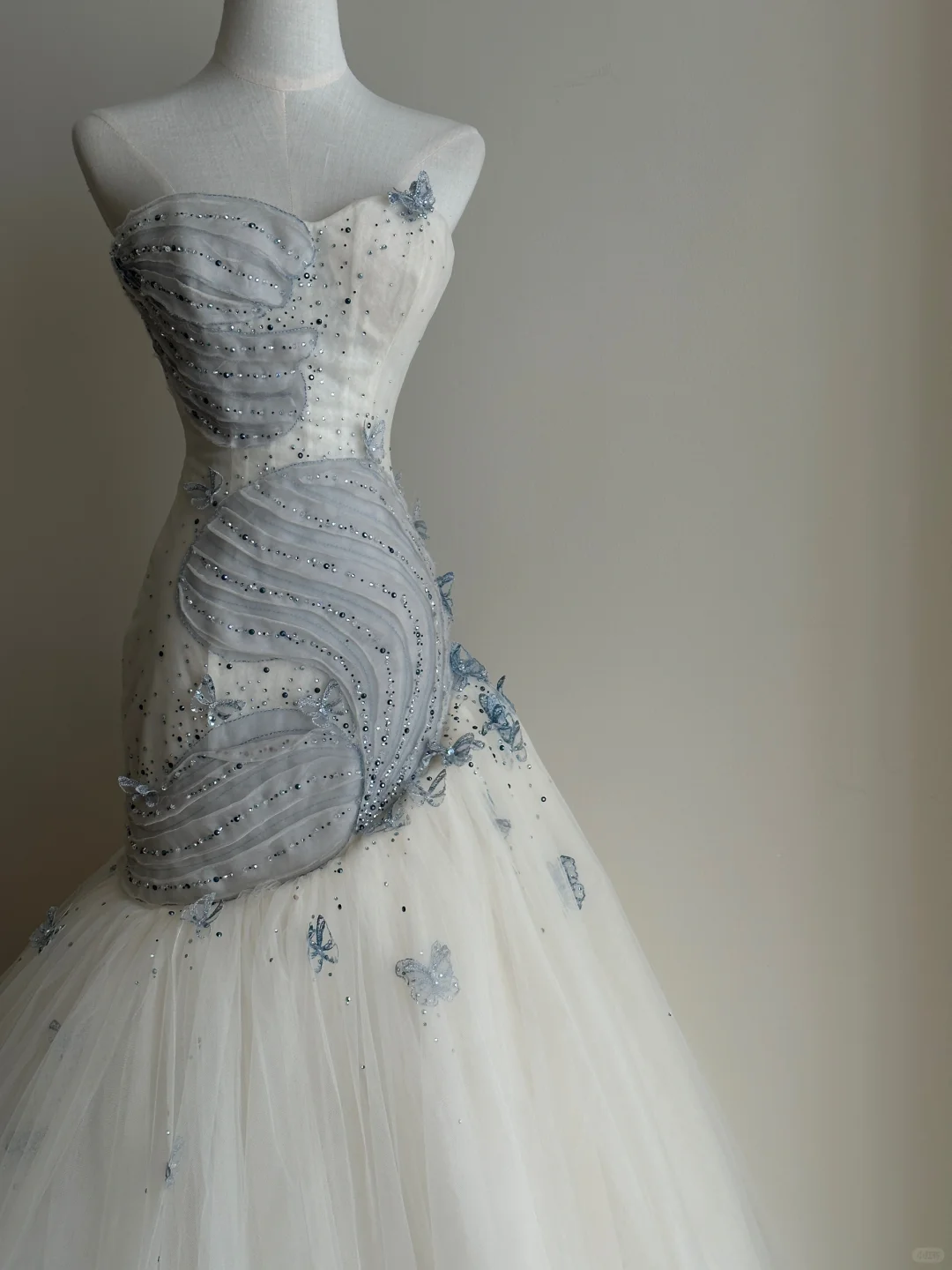 Hermoso vestido de fiesta largo de sirena sin tirantes de tul con cuentas, vestido de novia, vestido de noche GG2839