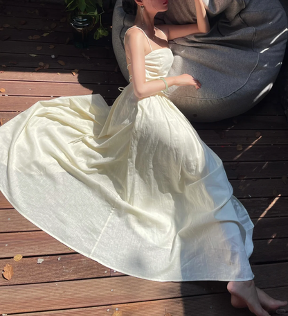 Hermoso vestido de fiesta largo de gasa con tirantes finos, espalda descubierta, corte A, GG2852