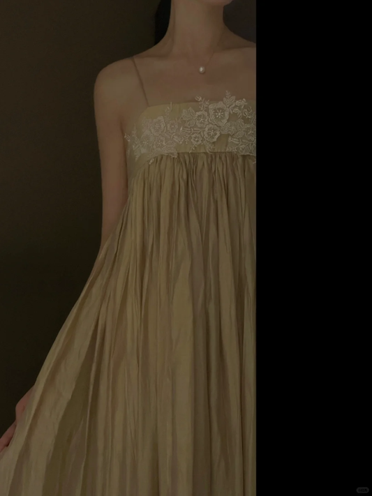 Vestido largo de gasa con tirantes finos y apliques, para fiesta de graduación o de noche, GG2854