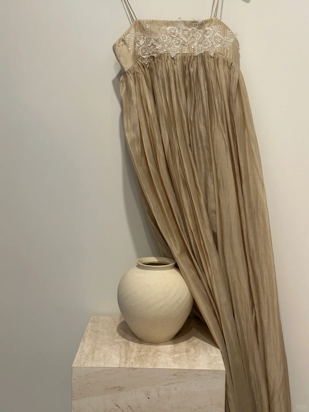 Vestido largo de gasa con tirantes finos y apliques, para fiesta de graduación o de noche, GG2854