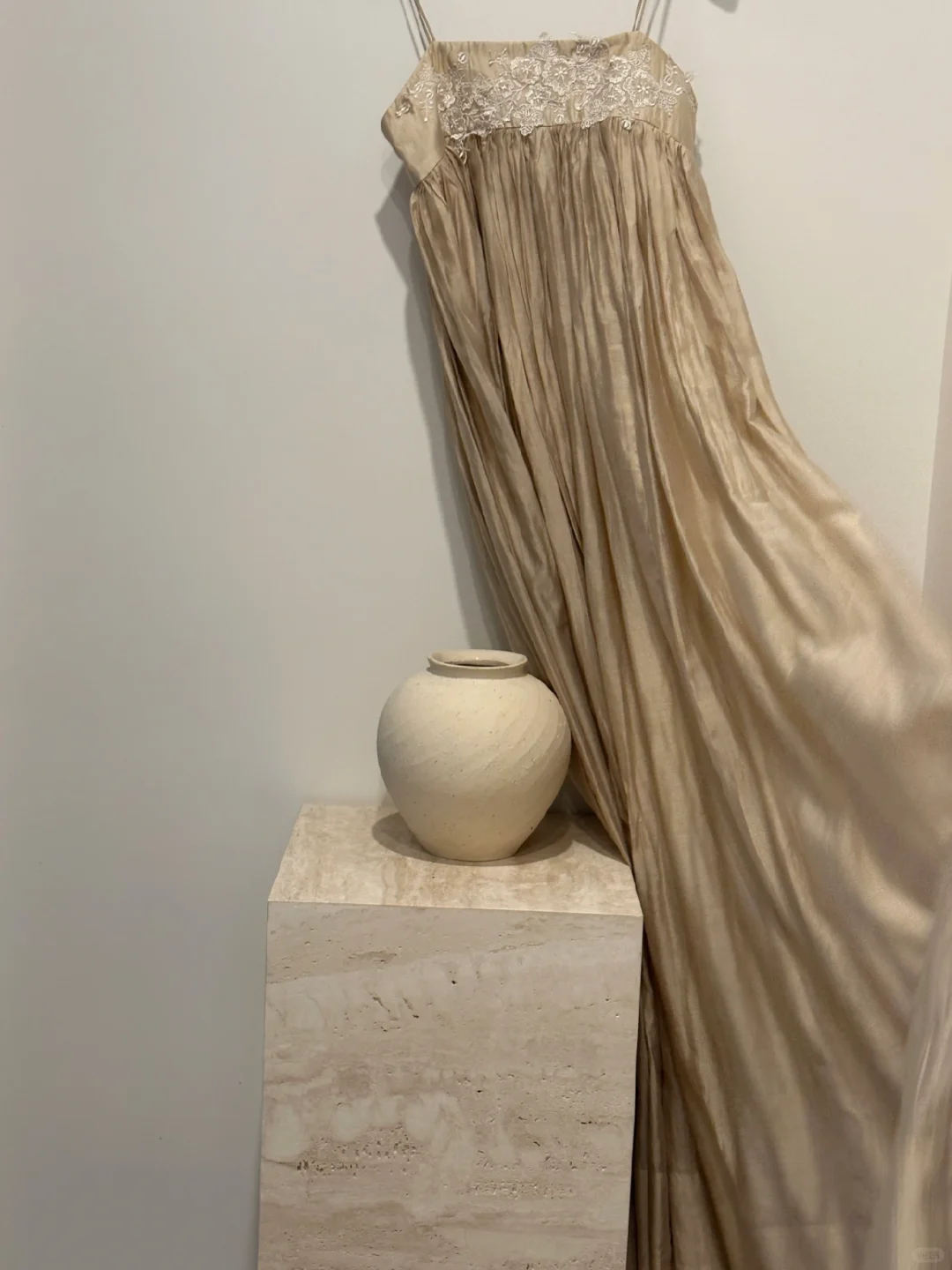 Vestido largo de gasa con tirantes finos y apliques, para fiesta de graduación o de noche, GG2854