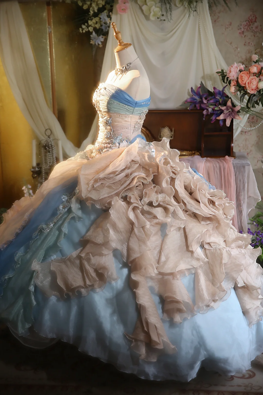 Vestido de fiesta vintage de satén, sin tirantes, de gasa, con apliques, largo, para graduación, noche, GG2858