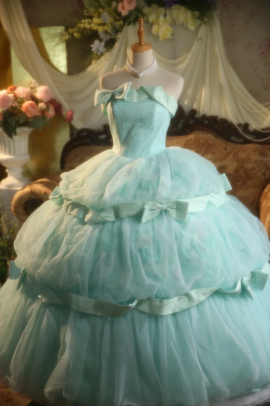 Impresionante vestido de fiesta sin tirantes en tul azul Tiffany, vestido de fiesta, vestido de noche GG2868