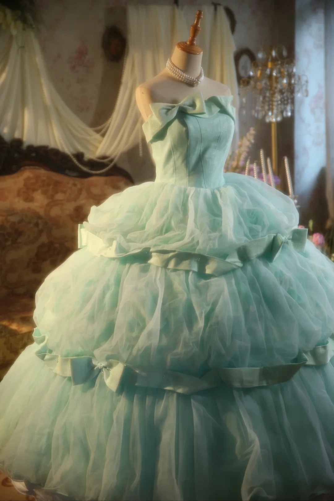 Impresionante vestido de fiesta sin tirantes en tul azul Tiffany, vestido de fiesta, vestido de noche GG2868