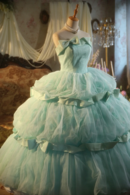 Impresionante vestido de fiesta sin tirantes en tul azul Tiffany, vestido de fiesta, vestido de noche GG2868