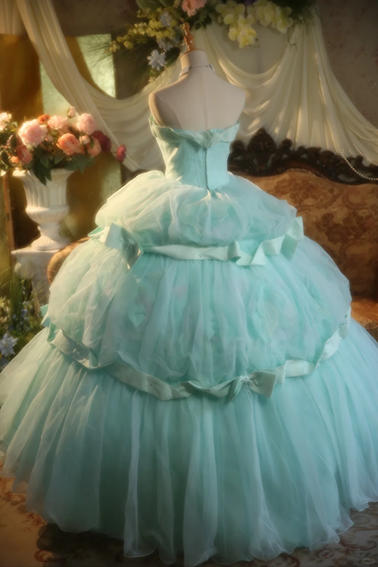 Impresionante vestido de fiesta sin tirantes en tul azul Tiffany, vestido de fiesta, vestido de noche GG2868
