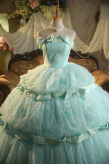 Impresionante vestido de fiesta sin tirantes en tul azul Tiffany, vestido de fiesta, vestido de noche GG2868