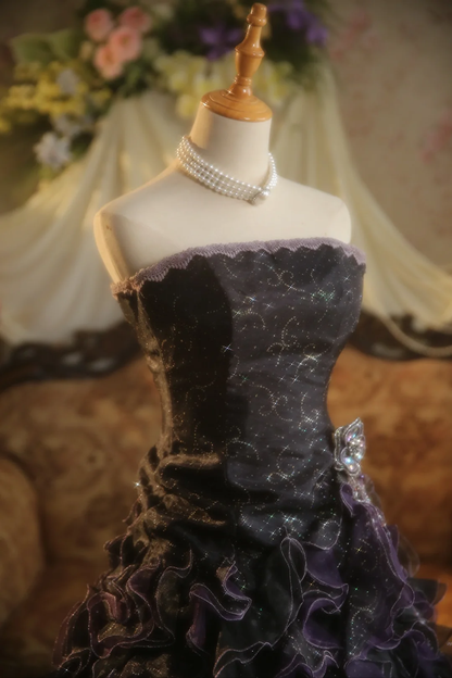 Vestido de fiesta vintage largo de satén sin tirantes, vestido de fiesta, vestido de noche GG2869
