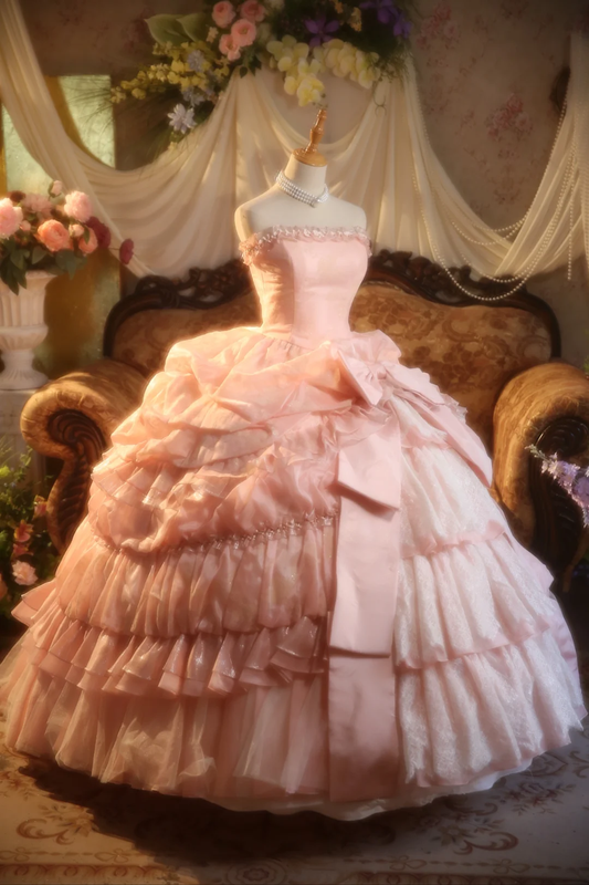 Hermoso vestido de fiesta largo sin tirantes de satén rosa con encaje, vestido de fiesta, vestido de noche GG2870