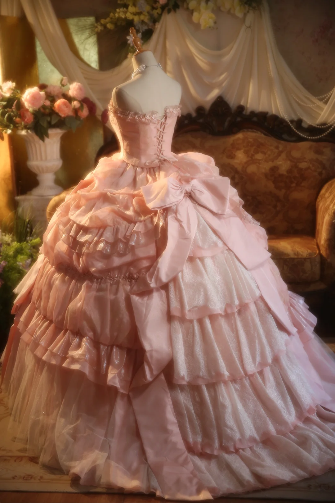 Hermoso vestido de fiesta largo sin tirantes de satén rosa con encaje, vestido de fiesta, vestido de noche GG2870