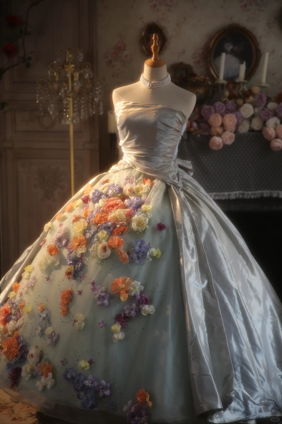Vestido de fiesta vintage sin tirantes, de satén y tul con apliques, largo, para graduación, noche, GG2873