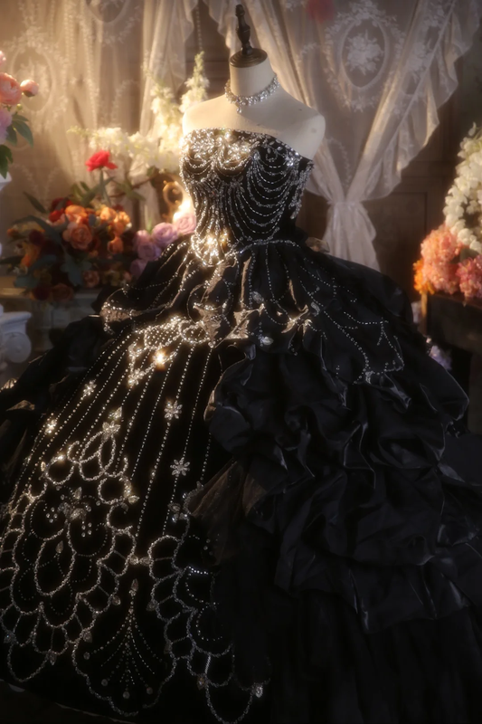 Vestido de fiesta vintage largo sin tirantes de satén negro con cuentas, vestido de fiesta, vestido de noche GG2877
