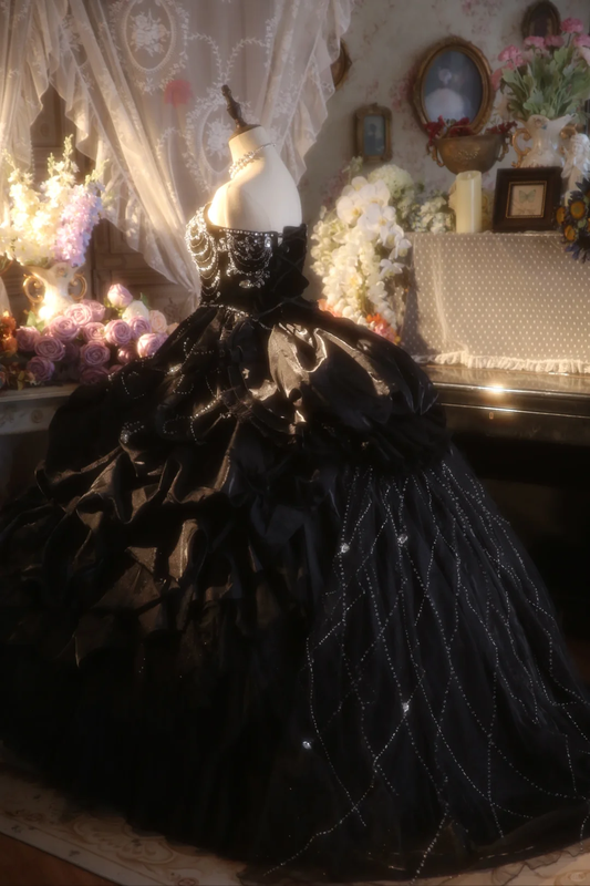 Vestido de fiesta vintage largo sin tirantes de satén negro con cuentas, vestido de fiesta, vestido de noche GG2877